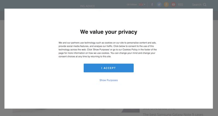 Bad GDPR CMP example
