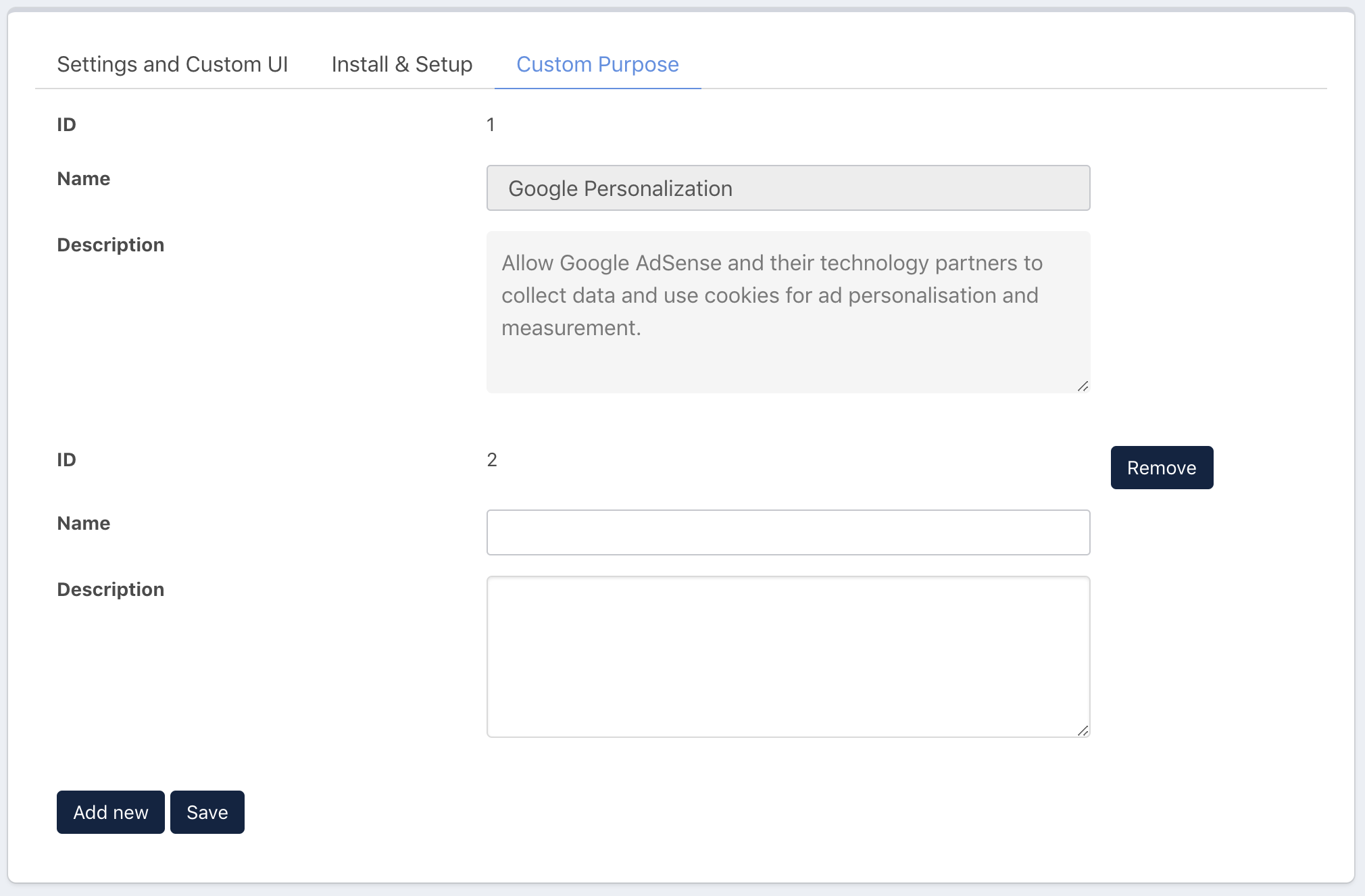 GDPR custom purpose